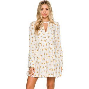 Free People Womens Tegan Dress 6 Floral Mini Swing Bell Sleeve Boho Pockets